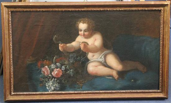 17th century Roman School, The infant Hercules with a serpent, 20 x 35in.